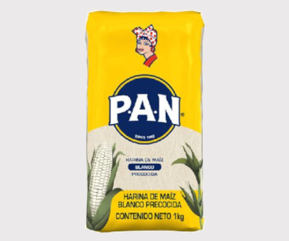 Harina Pan blanca para hacer arepas